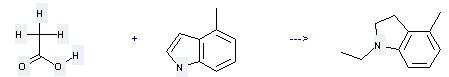 4-Methylindole  can react with acetic acid to get N-ethyl-4-methylindoline. 